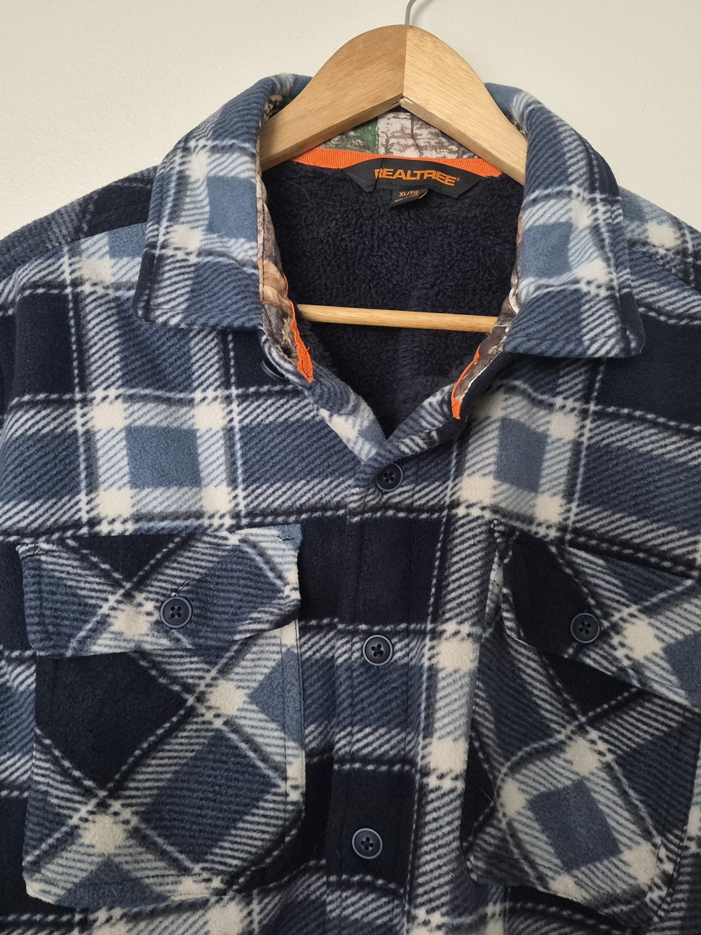 Realtree Men’s XL Plaid Fleece-Lined Shirt Jacket Shacket Blue - Picture 2 of 9